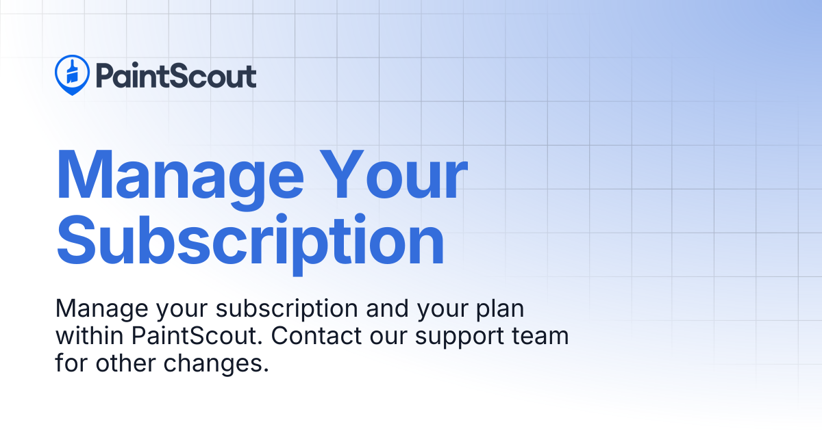 Upgrade Your Subscription | Support | PaintScout Documentation