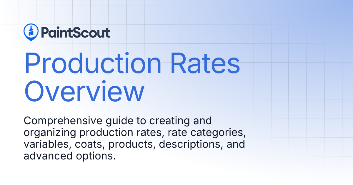 Production Rates Overview | Support | PaintScout Documentation